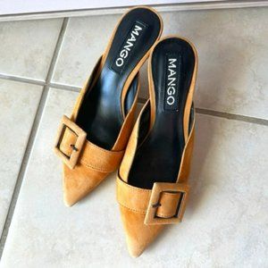 MANGO low heel yellow mules, Size 6
